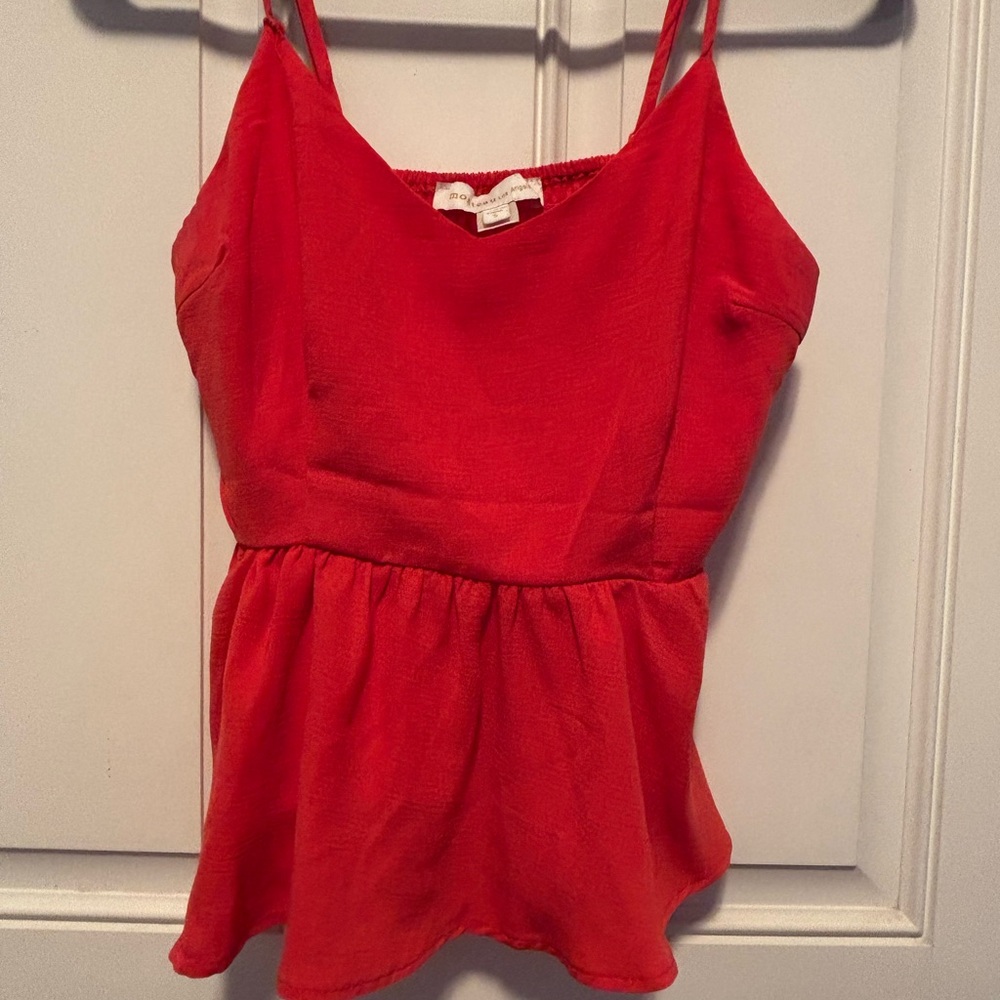 Monteau Red Sleeveless Bustier Peplum Crop Top